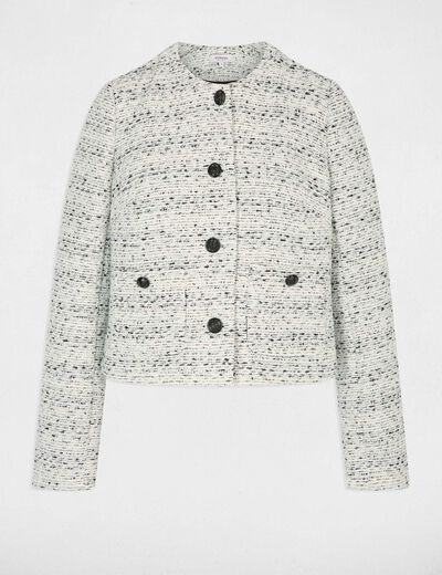 Veste droite col rond ivoire femme