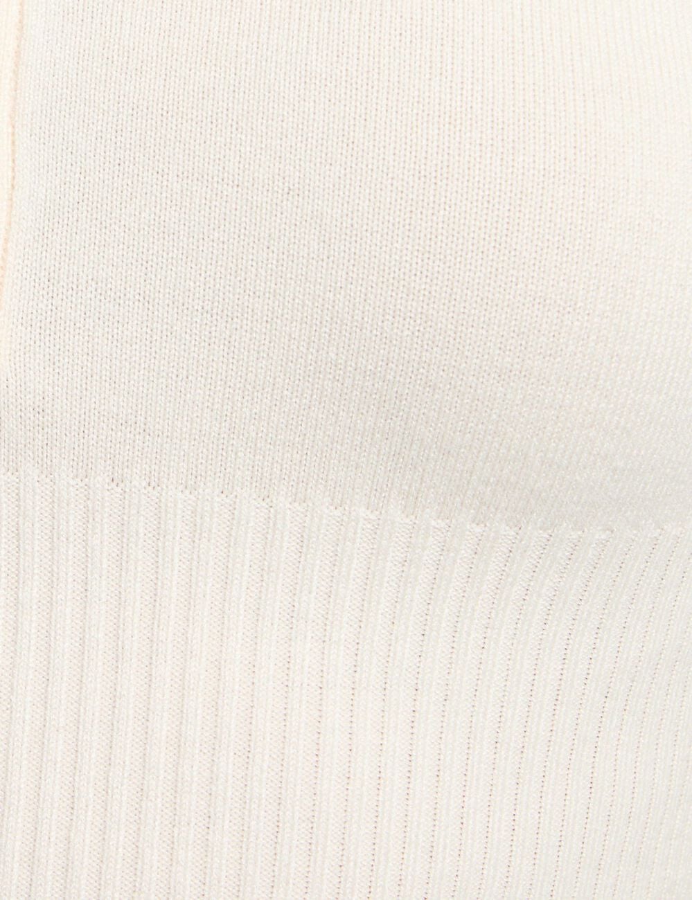 Pull ajust&eacute; col polo ivoire femme