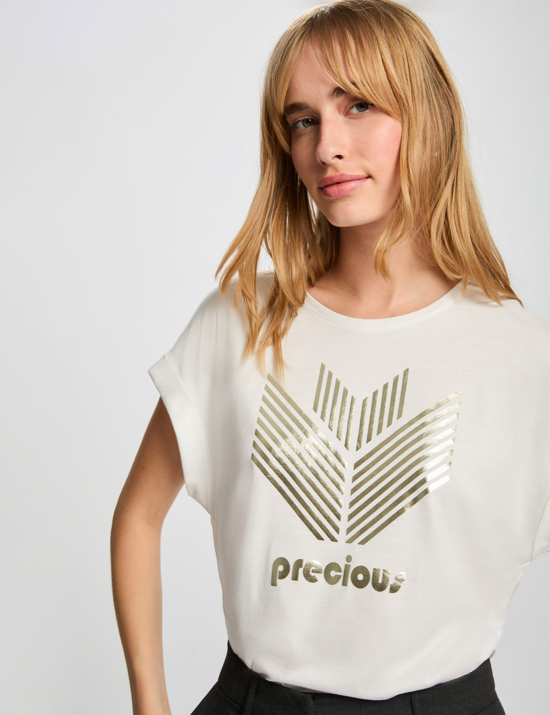 T shirt droit à inscription femme