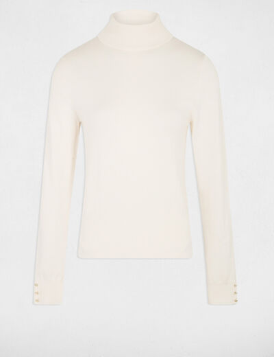 Pull col roul&eacute; ivoire femme