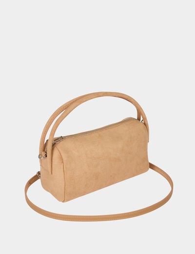 Sac bandouli&egrave;re similicuir beige femme