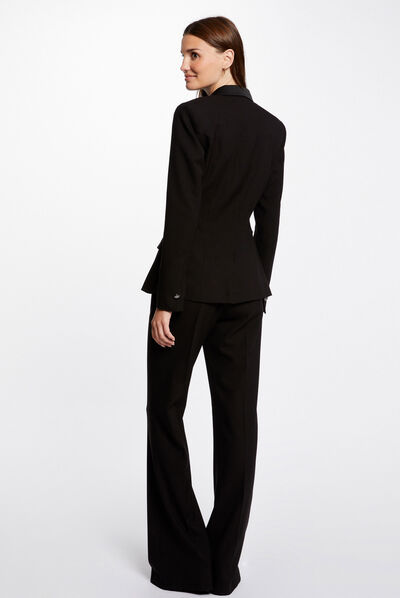 Pantalon smoking flare avec pinces noir femme