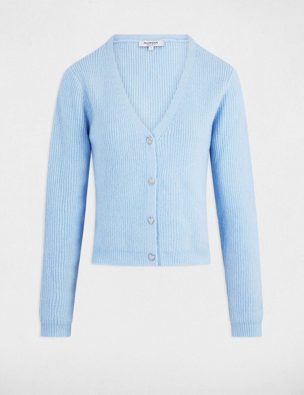 Gilet col en V bleu ciel femme