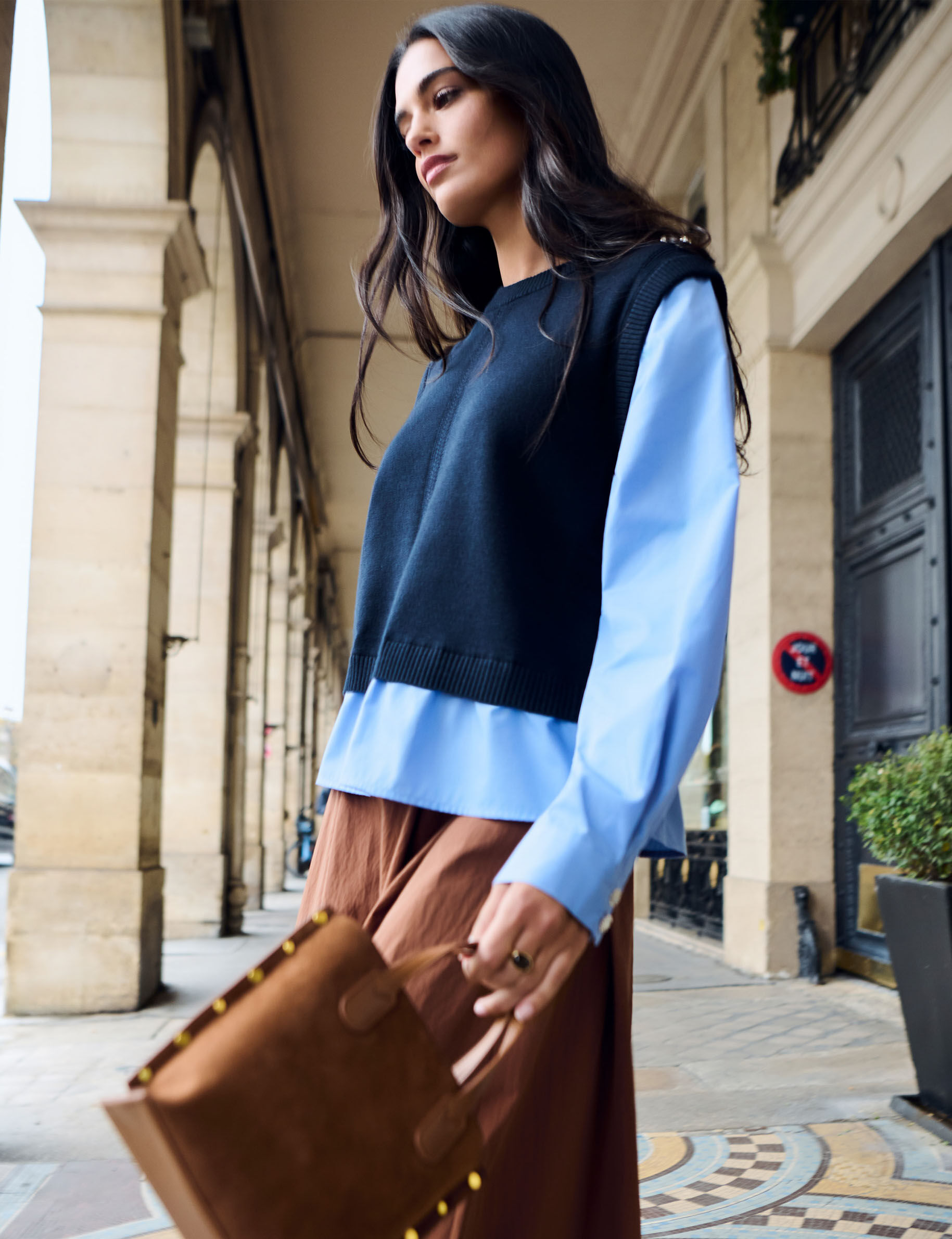 Pull ajusté col à revers femme - vue 1