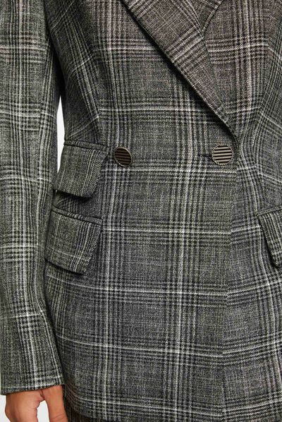 Veste tailleur city droite à carreaux gris moyen femme