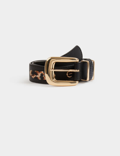 Ceinture large similicuir noir femme