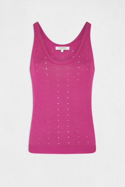 Débardeur pull avec bretelles framboise femme