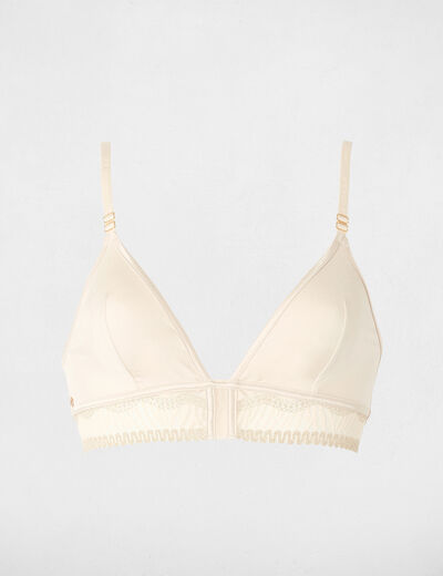 Soutien-gorge dentelle bretelles fines beige femme