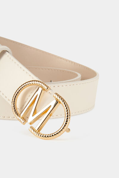 Ceinture avec boucle « M » beige femme