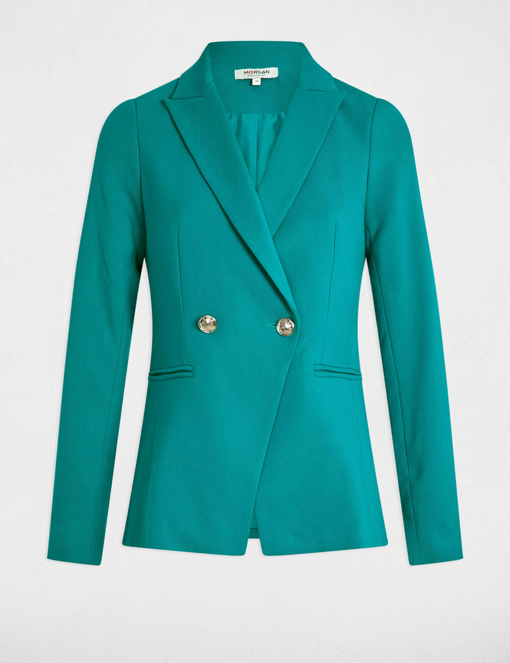 Blazer cintré boutonné bleu turquoise femme