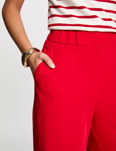 Pantalon large à fronces rouge femme