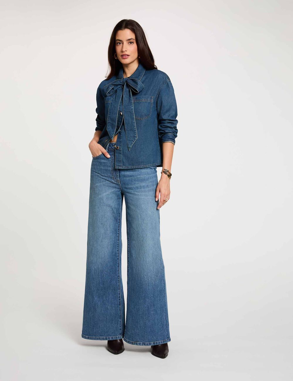 Chemise jean lavalli&egrave;re denim stone femme