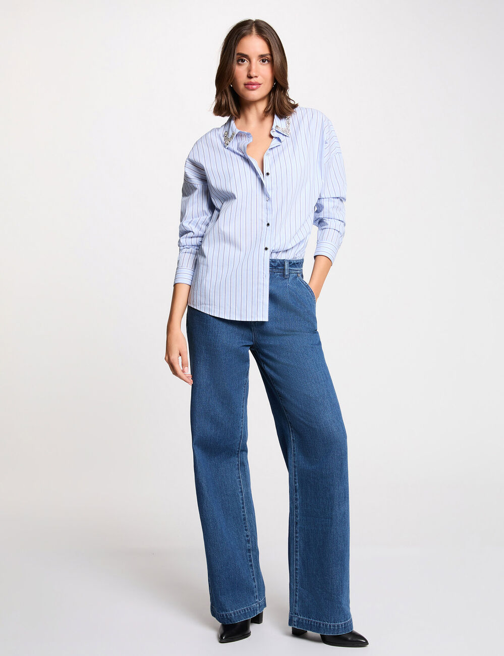 Chemise oversize ray&eacute;e multicolore femme