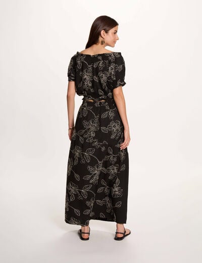 Jupe longue taille haute noir femme