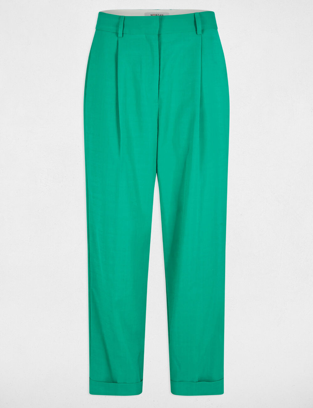 Pantalon droit à pinces vert émeraude femme
