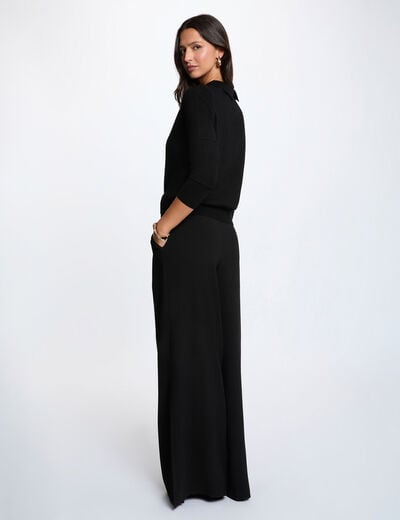 Pull col &agrave; revers noir femme