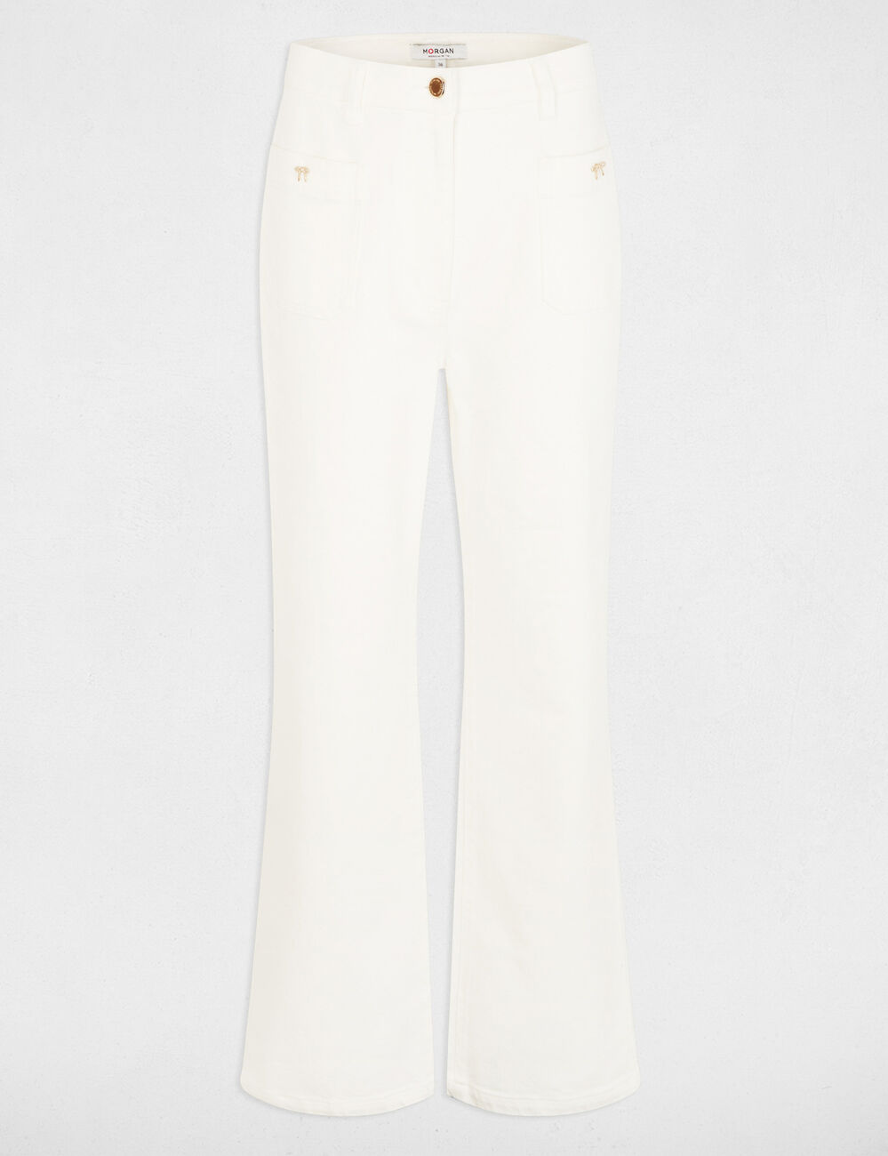 Jean large 7/8 blanc femme