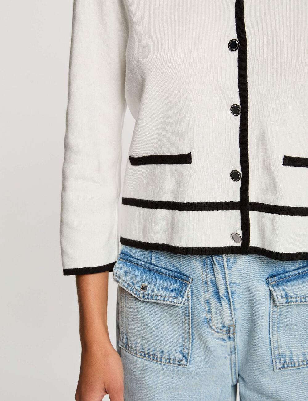 Gilet manches 3/4 blanc femme