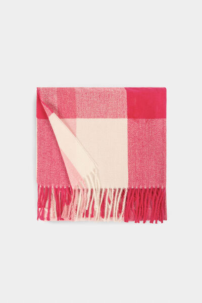 Écharpe à carreaux rose femme