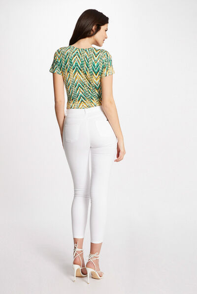 T-shirt manches courtes imprimé abstrait vert femme