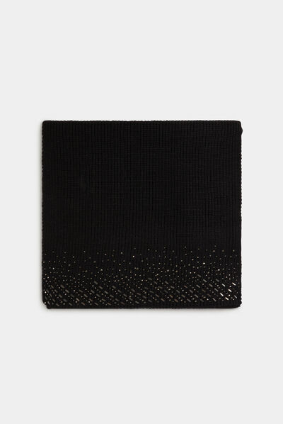 Écharpe tricotée avec strass noir femme