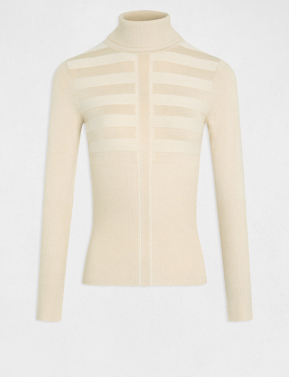 Pull manches longues &agrave; col roul&eacute; rose clair femme