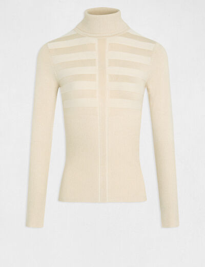 Pull manches longues à col roulé rose clair femme