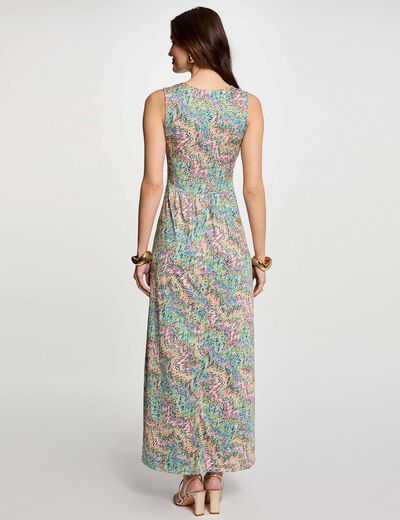 Robe longue droite imprimée multicolore femme