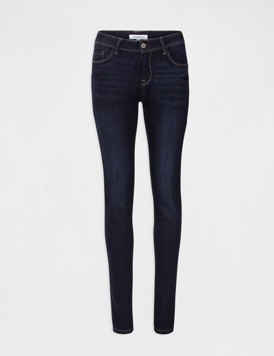 Jeans slim taille standard &agrave; poches denim brut femme