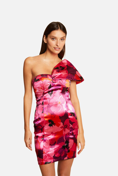 Robe ajustée satinée imprimé floral multico femme