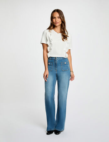 Jean large taille haute denim stone femme