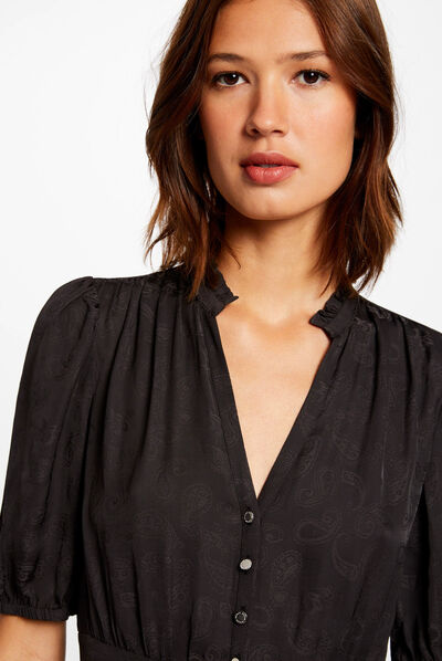 Robe droite imprimé cachemire noir femme