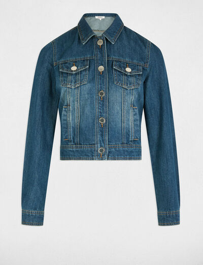 Veste courte en jean denim stone femme