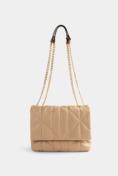 Sac pochette matelassé taupe femme