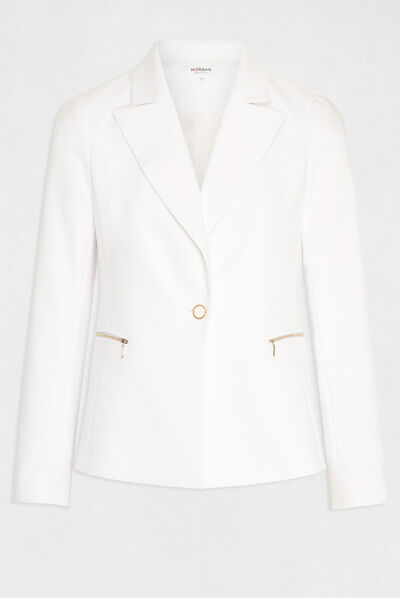 Veste city cintrée détails zippés ecru femme