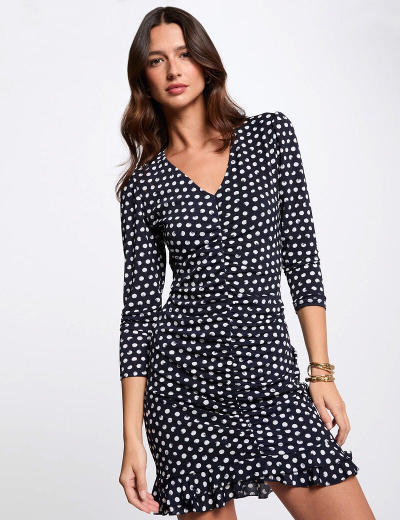 robe courte ajustee a pois multicolore femme Robe courte ajustée à pois multicolore femme