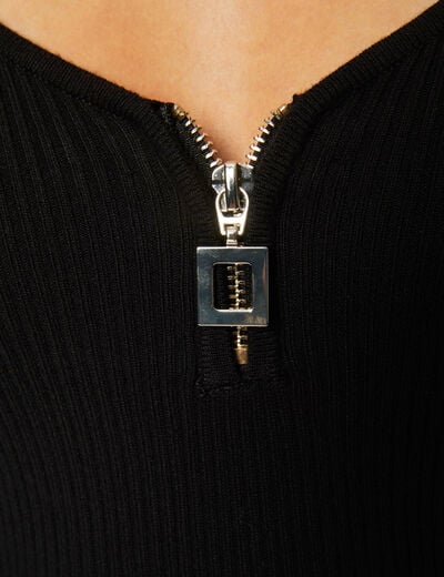 Pull fin col v noir femme