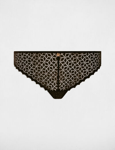 Tanga en dentelle noir femme