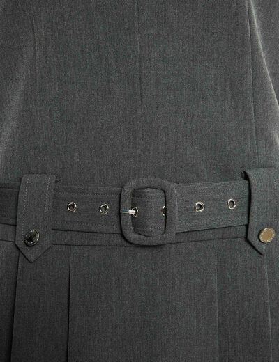 Robe ceintur&eacute;e col v gris moyen femme