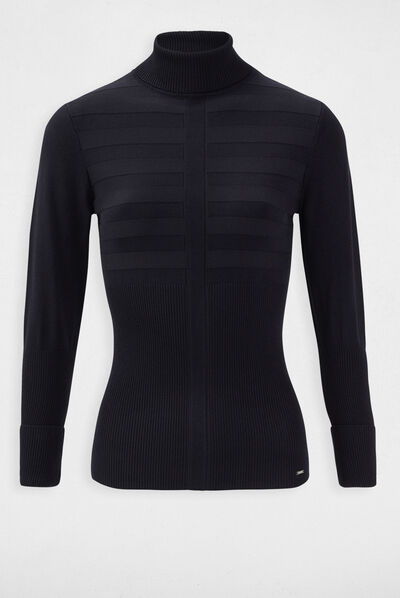 Pull manches longues col roulé ciel femme