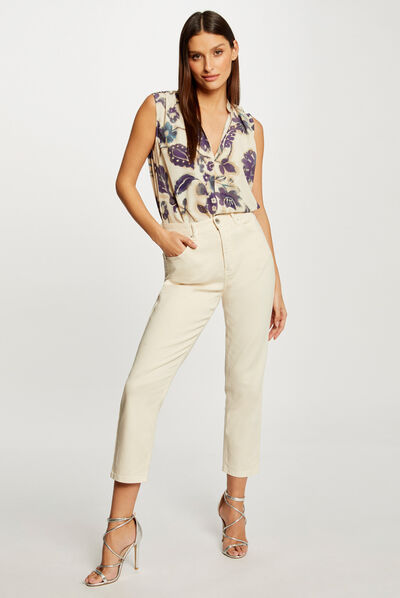 Pantalon droit  ecru moyen femme