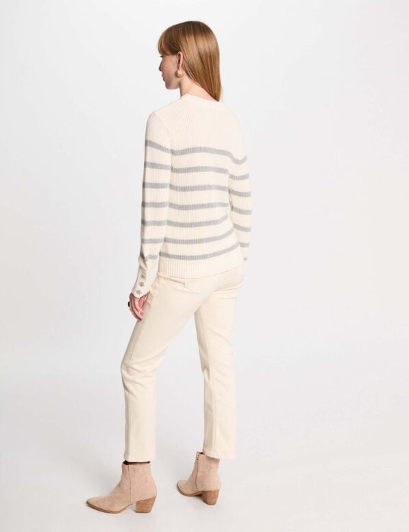 pull col rond et rayures ivoire femme Pull col rond et rayures ivoire femme