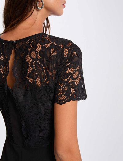Robe ajust&eacute;e dentelle noir femme