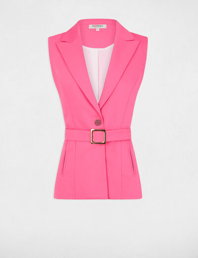 Veste courte sans manches rose femme