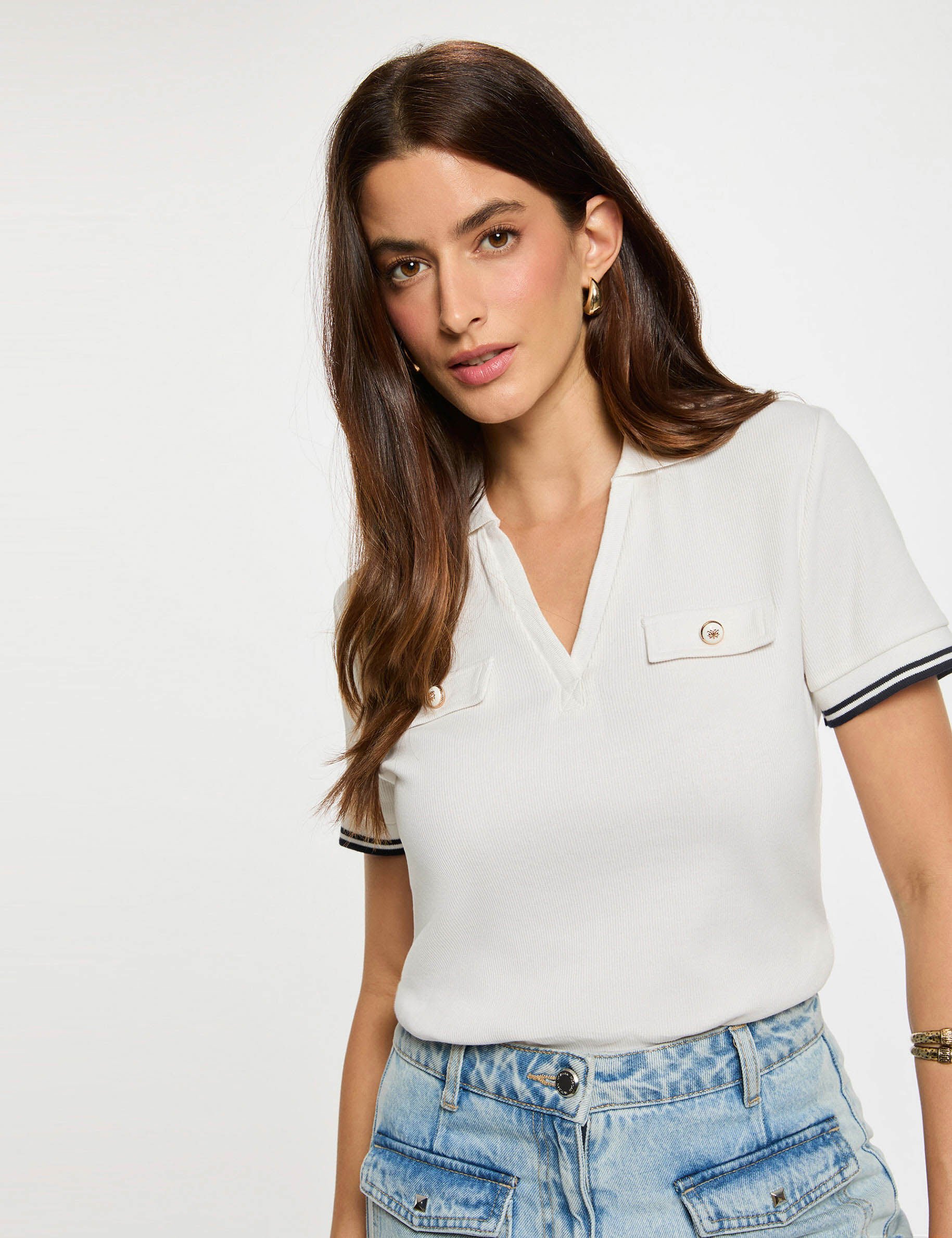 T shirt polo cintré femme