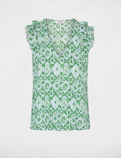 Top col v sans manches multicolore femme