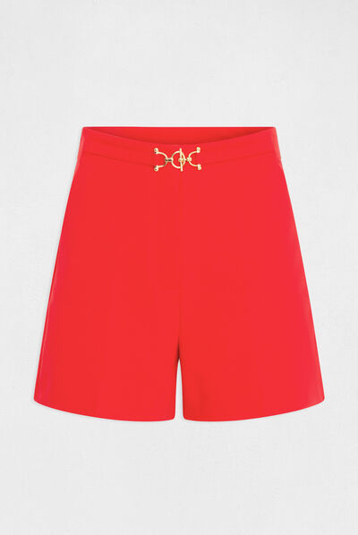 Short city droit détail boucle rouge femme