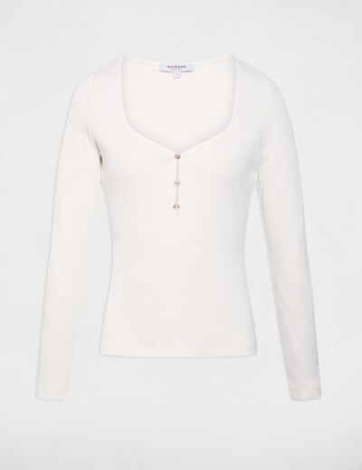 T-shirt col coeur blanc femme