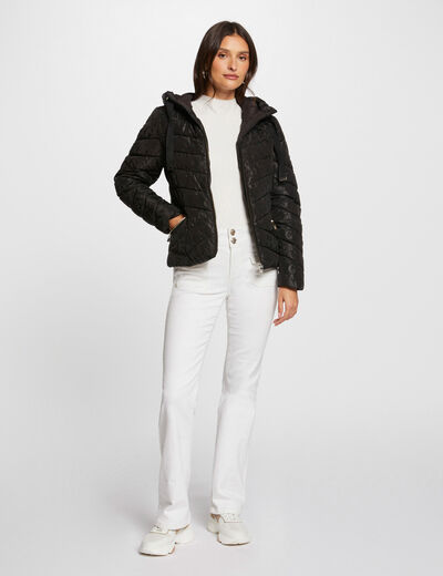 Doudoune imprim&eacute; monogramme noir femme