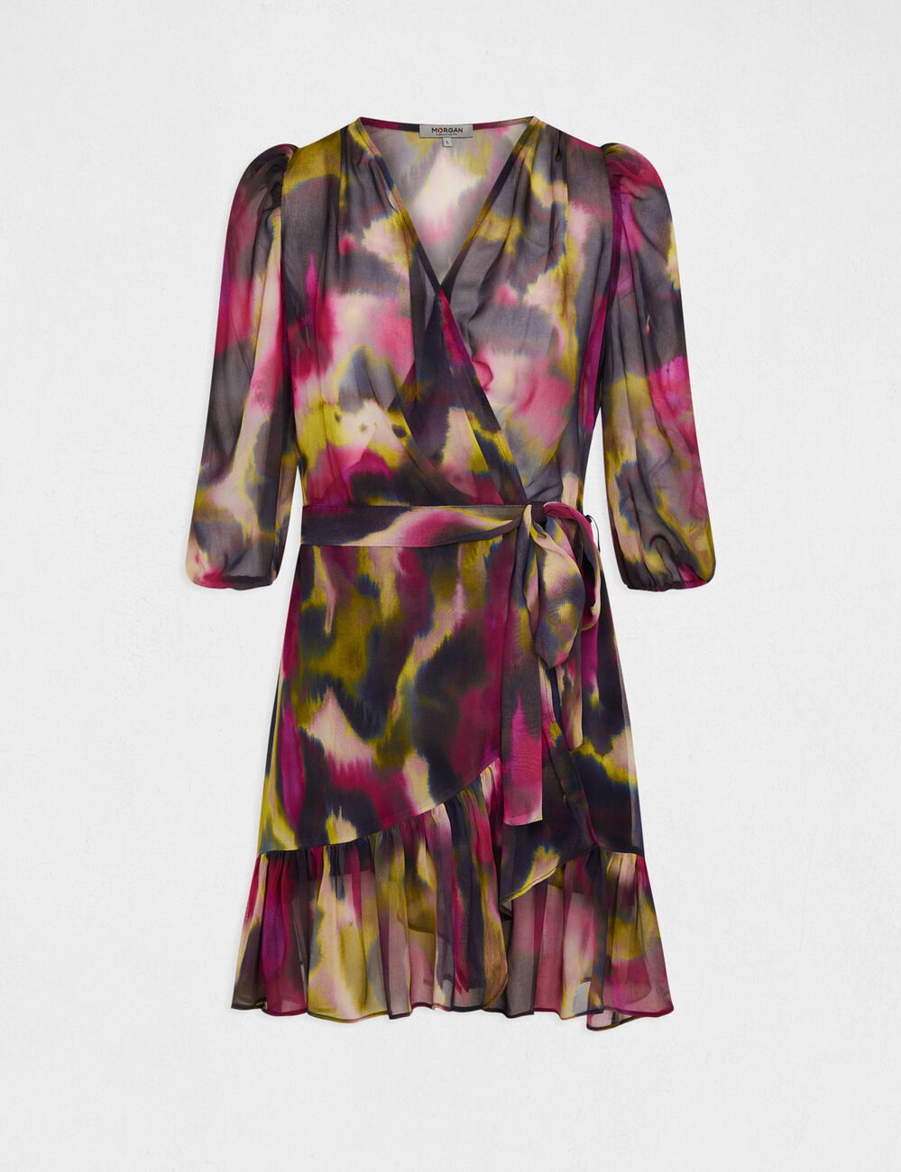 Robe portefeuille imprim&eacute; abstrait multico femme